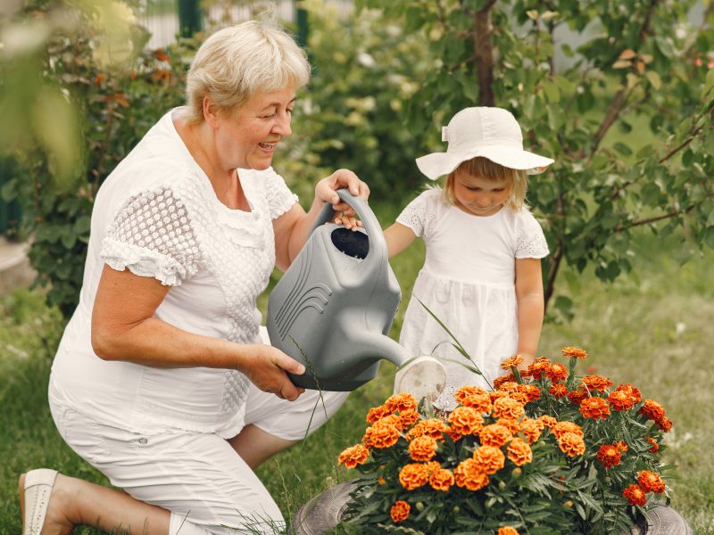 Elderly woman gardening